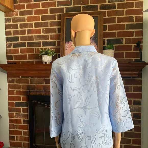 WOMEN'S ALFRED DUNNER blue FLORAL 2-FER  KNIT TOP WITH NECKLACE SP $58 New - Picture 3 of 16